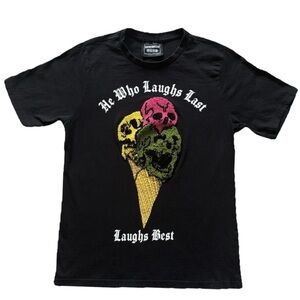Super Massive Skull Ice Cream Graphic T Shirt He Who Laughs Last Black Tee M